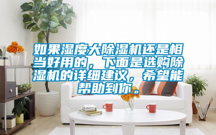 如果濕度大除濕機(jī)還是相當(dāng)好用的，下面是選購除濕機(jī)的詳細(xì)建議，希望能幫助到你。